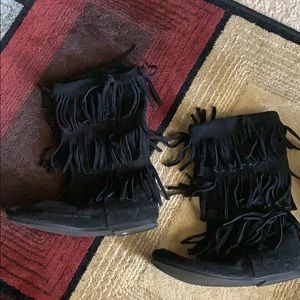 Black suede boots
